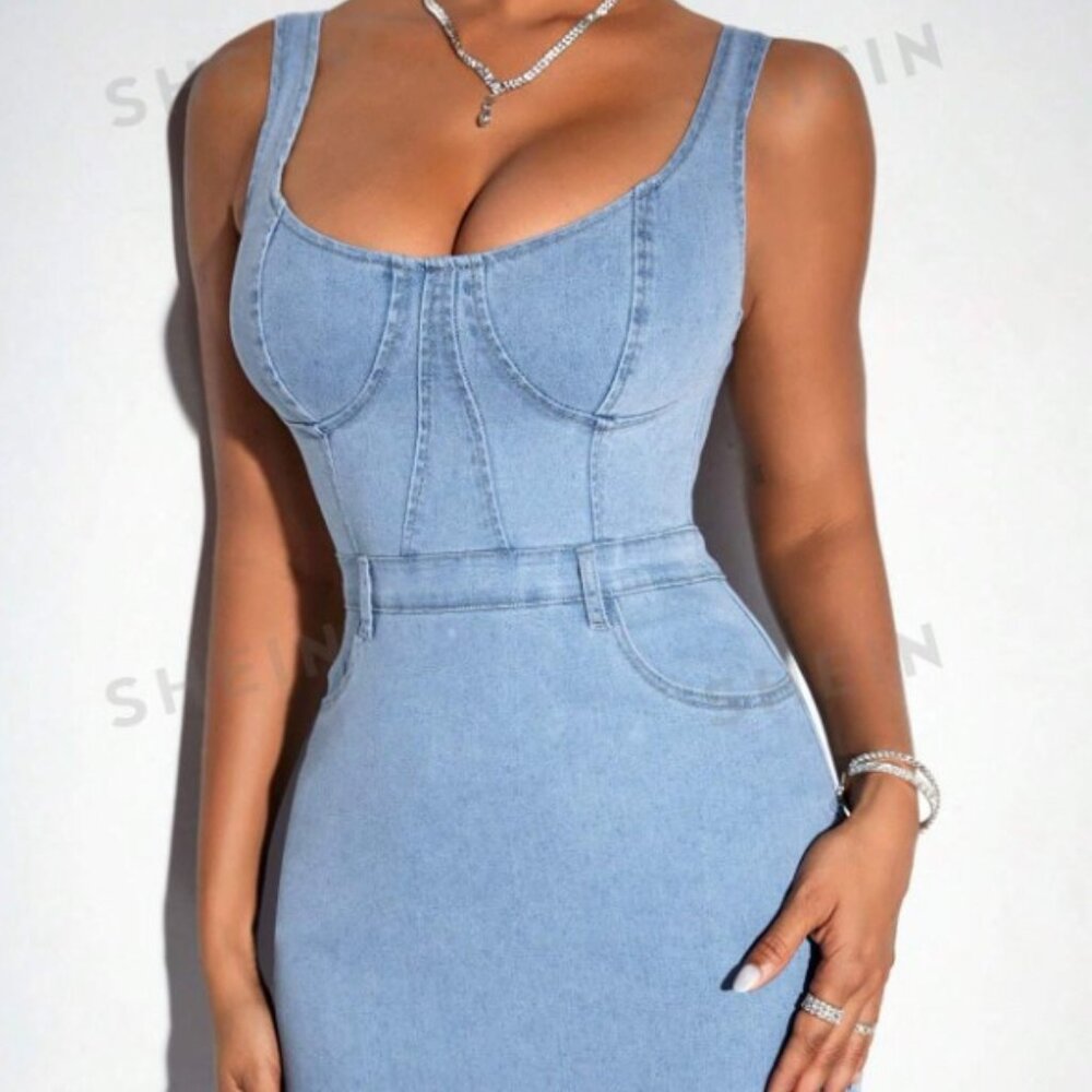 Tank Denim Midi Dress